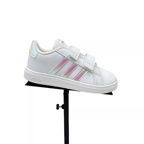 Adidas Grand Court Toddler Girls Slip on Casual Sneakers Size 10 White/Silver - Picture 2 of 13